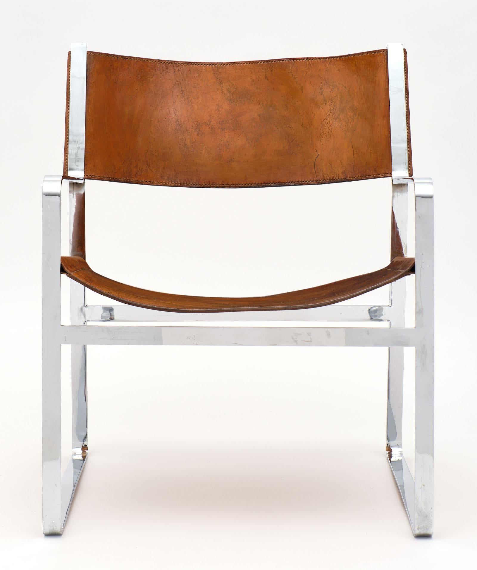 Modern Italian Leather and Chrome Armchairs 3