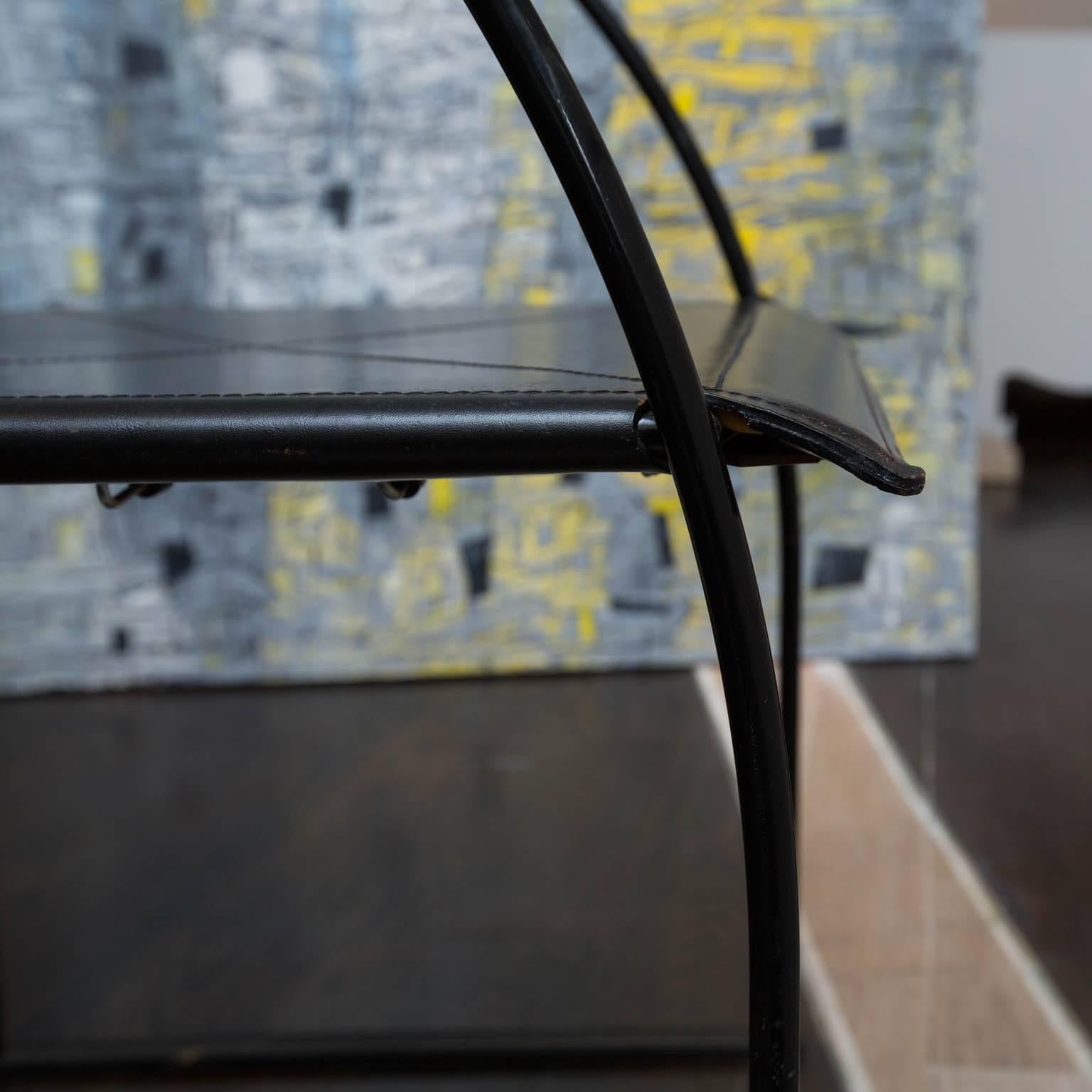 Metal Modern Italian Leather Arm Chair