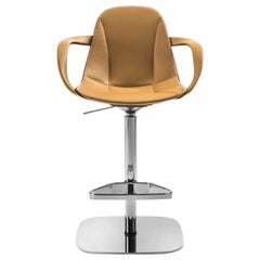 leather bar stools with armrest Modern Italian Leather Bar Stool with Armrests