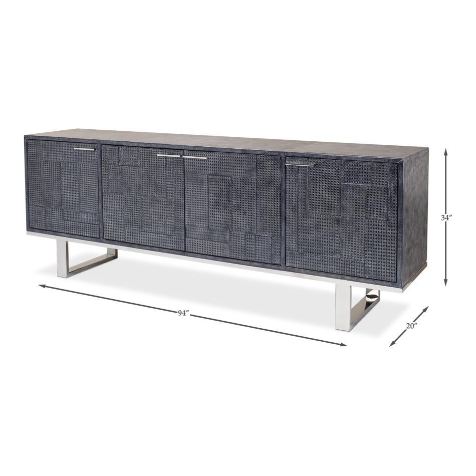 Modern Italian Leather Wrapped Credenza For Sale 4