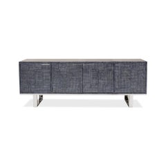 Modern Italian Leather Wrapped Credenza