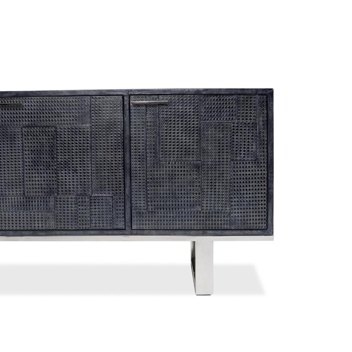 Modern Italian Leather Wrapped Credenza For Sale 3