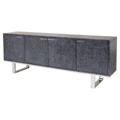 Modern Italian Leather Wrapped Credenza