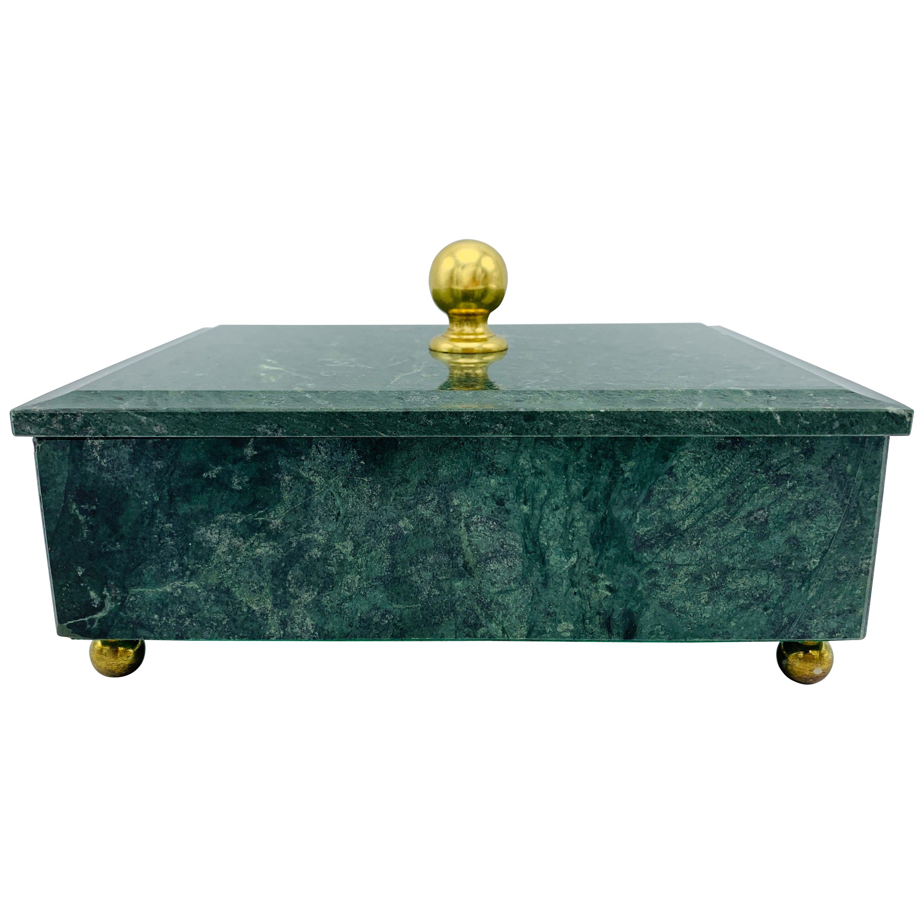 Modern Italian Marble and Brass Footed Box, 1960s For Sale