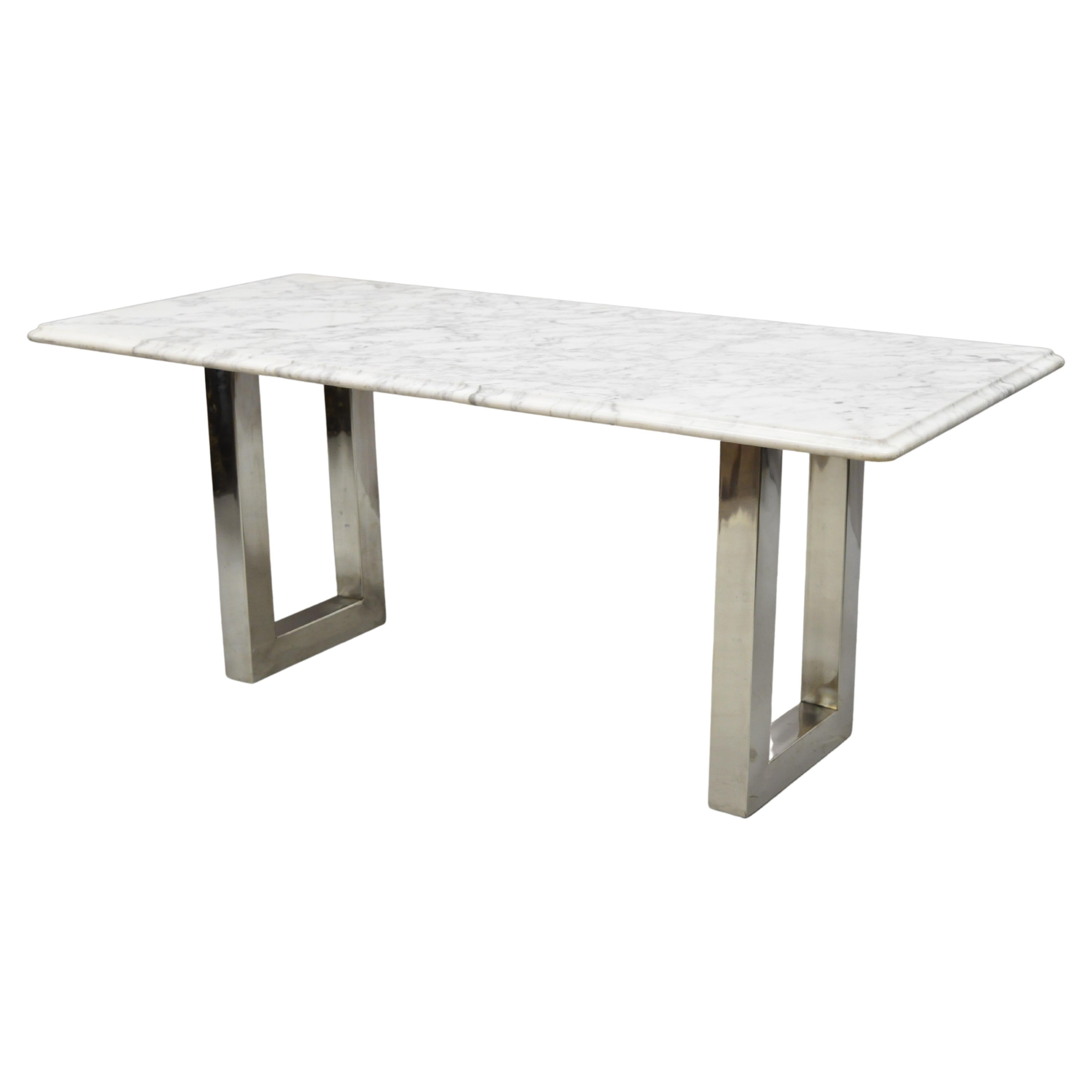 Rectangular Marble Cocktail Table on Chrome Base at 1stDibs