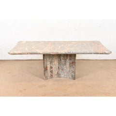 Modern Italian Marble Pedestal Dining Table in the Manner of Ello, Circa 1970s