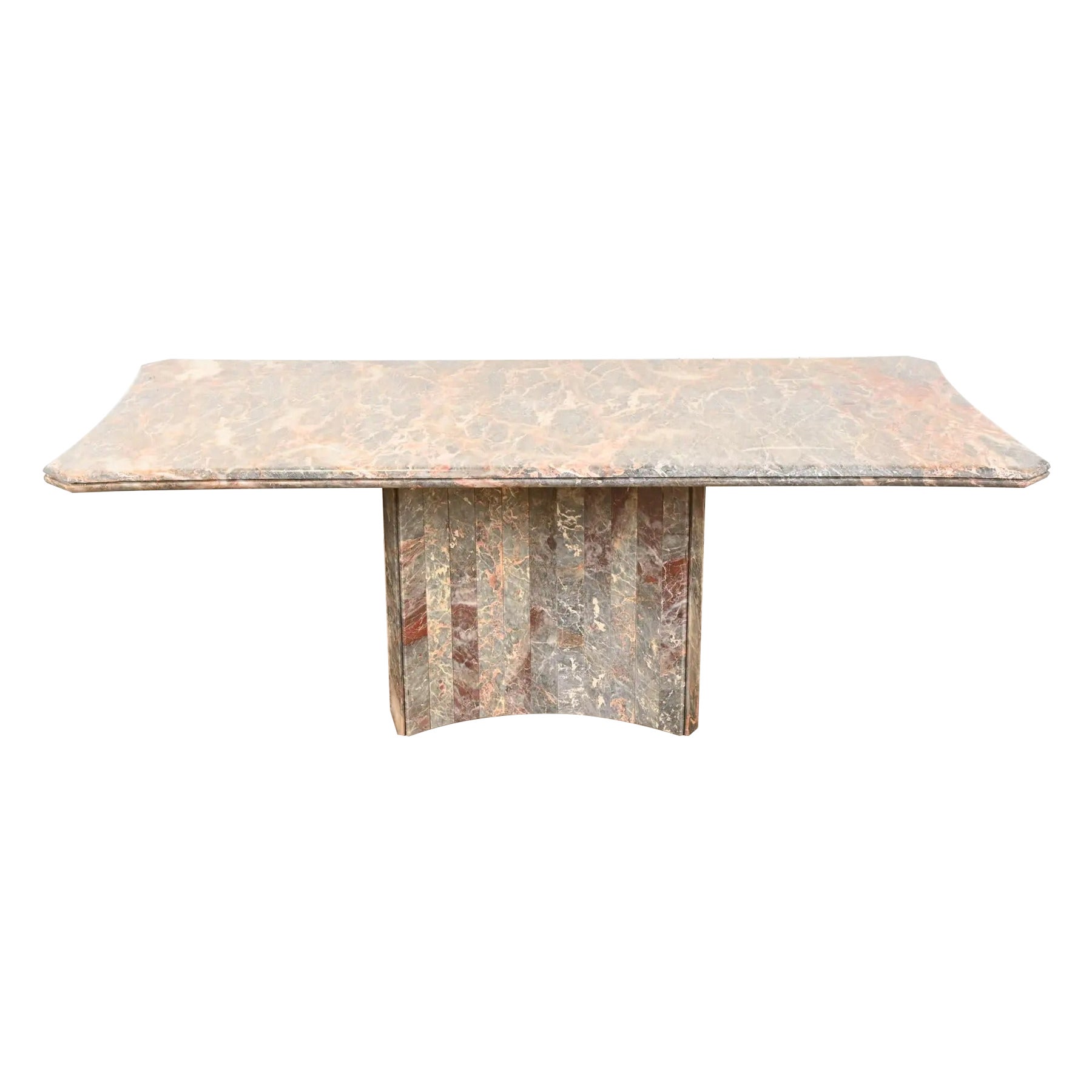 Table de salle à manger italienne moderne à piédestal en marbre à la manière d'Ello, vers les années 1970