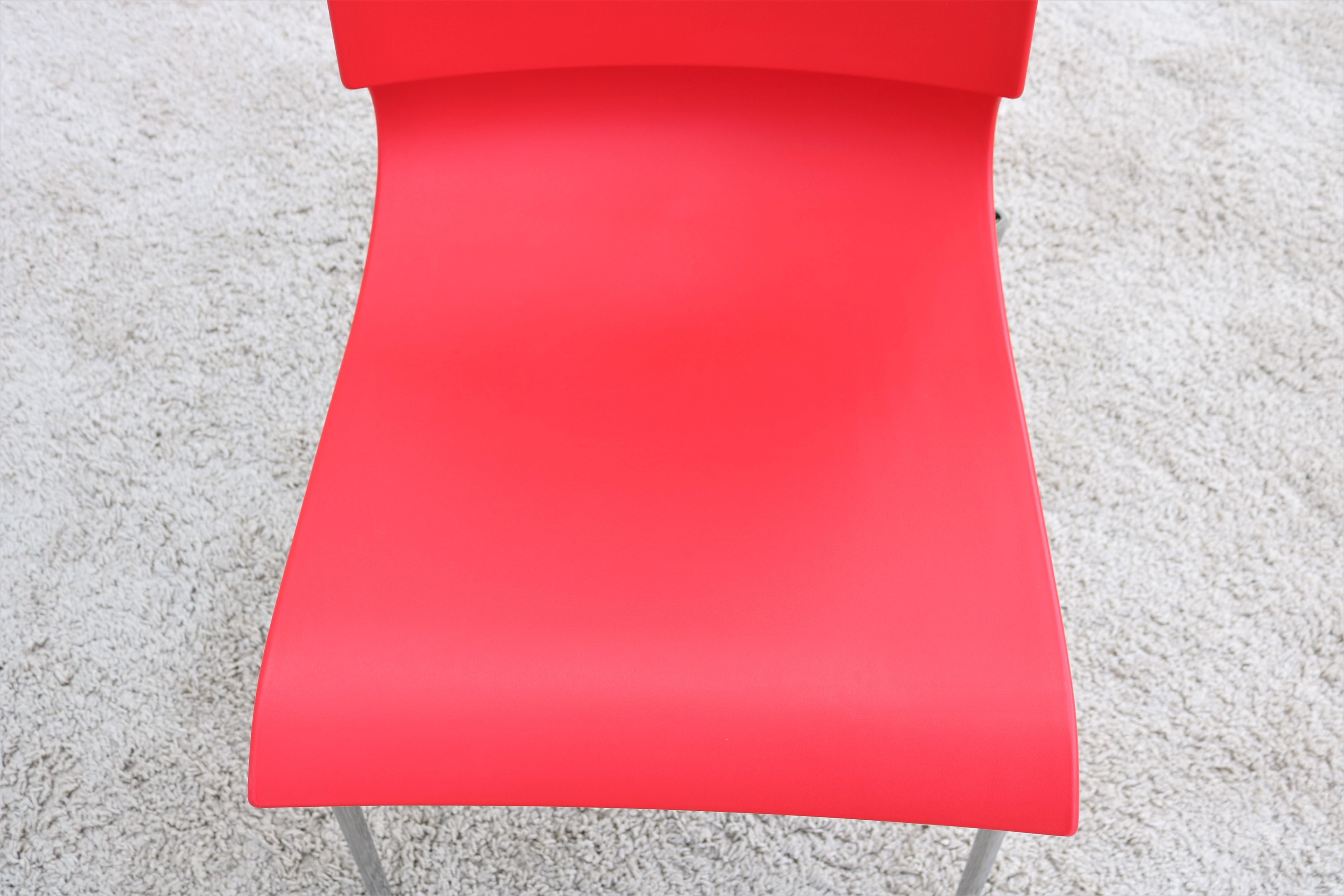 Marco Maran lot de 8 chaises de salle à manger italiennes modernes rouges Ricciolina pour Maxdesign en vente 10