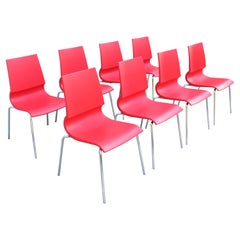 Sedie da pranzo moderne italiane Marco Maran per Maxdesign, Set di 8 sedie Ricciolina rosse