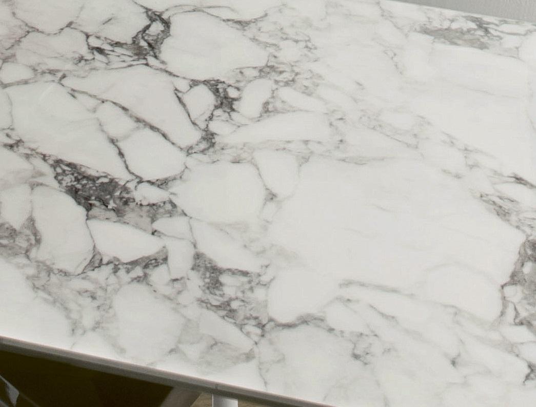 Laqué Table à rallonge moderne italienne en métal et marbre de la collection Bontempi Casa en vente