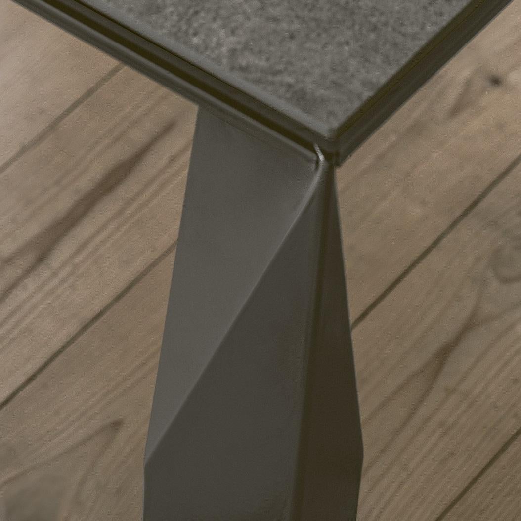 Lacquered Modern Italian Metal and Marble Extendible Table from Bontempi Casa Collection For Sale