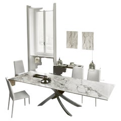 Table à rallonge moderne italienne en métal et marbre de la collection Bontempi Casa