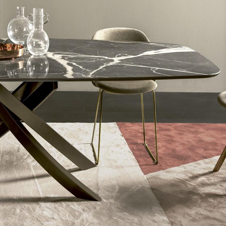 Lacquered Modern Italian Metal and Marble Table from Bontempi Casa Collection For Sale
