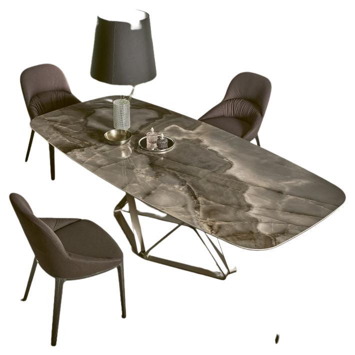 Table italienne moderne en métal et marbre de la collection Bontempi Casa