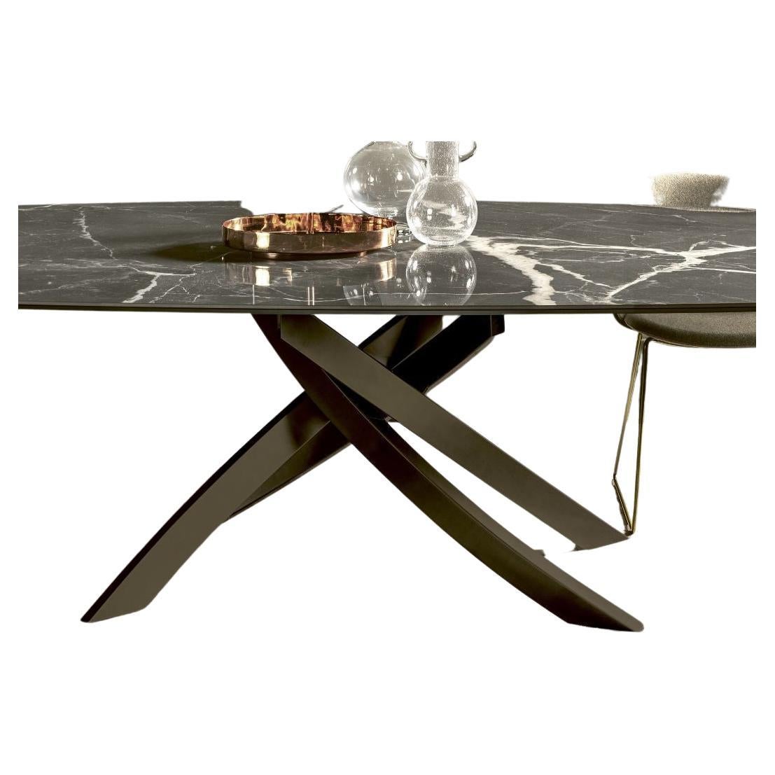 Modern Italian Metal and Marble Table from Bontempi Casa Collection For Sale
