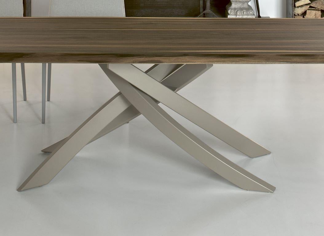International Style Modern Italian Metal and Solid Wood Table from Bontempi Casa Collection For Sale