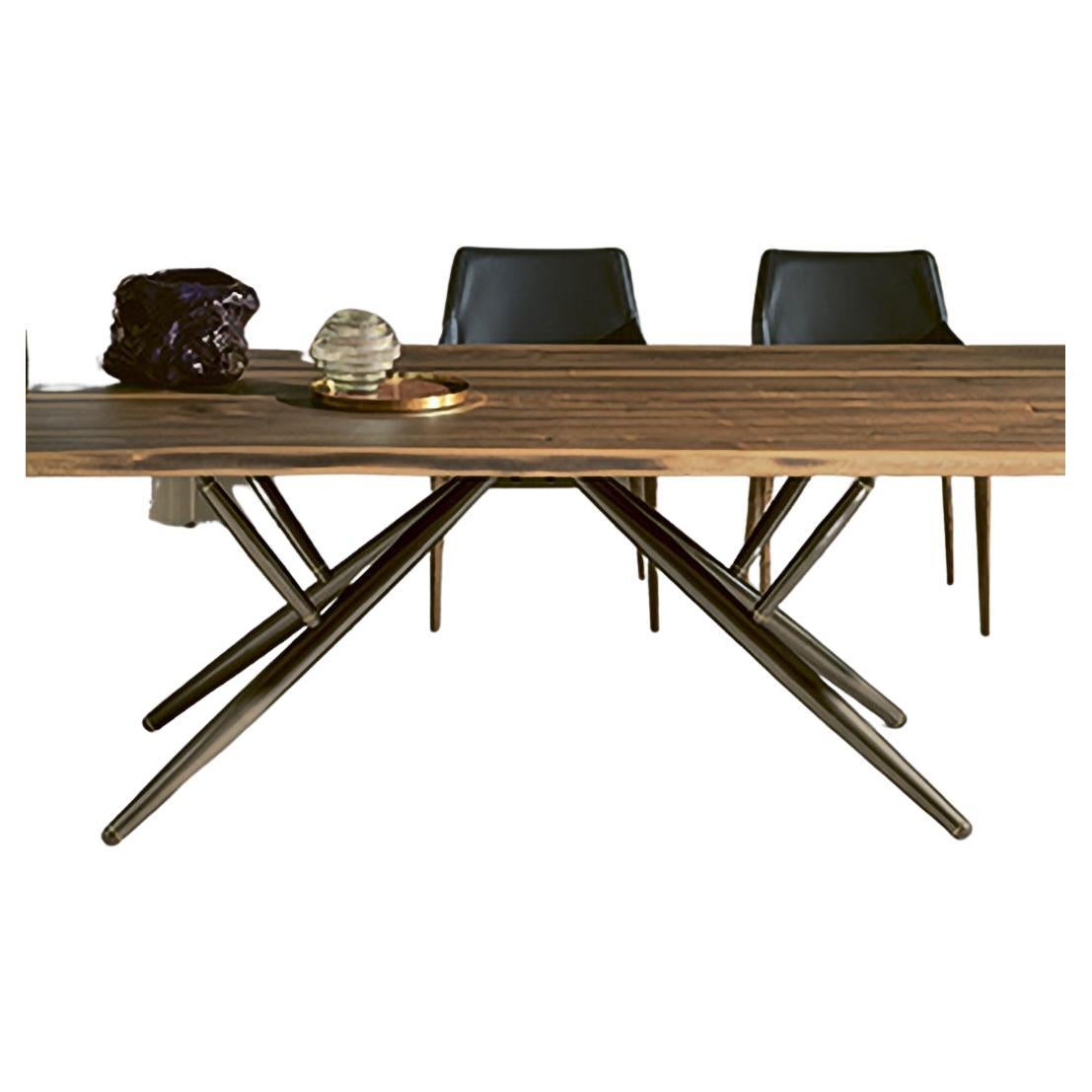 Table italienne moderne en métal et bois massif de la collection Bontempi Casa en vente