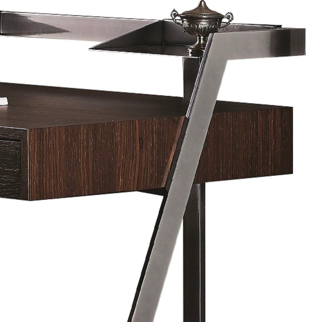 International Style Modern Italian Metal and Veneer Wood Desk from Bontempi Casa Collection For Sale