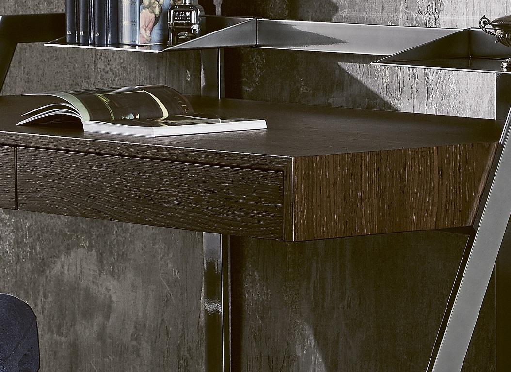 Lacquered Modern Italian Metal and Veneer Wood Desk from Bontempi Casa Collection For Sale
