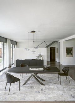 Modern Italian Metal and Veneer Wood Table from Bontempi Casa Collection