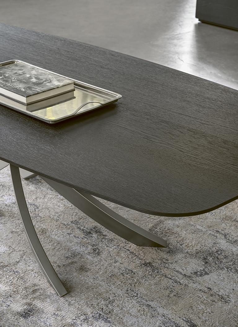 International Style Modern Italian Metal and Veneer Wood Table from Bontempi Casa Collection For Sale