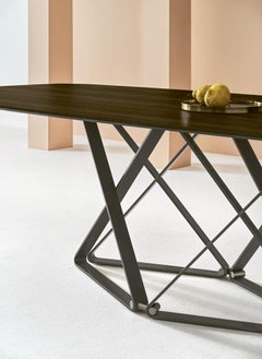 Modern Italian Metal and Veneer Wood Table from Bontempi Casa Collection
