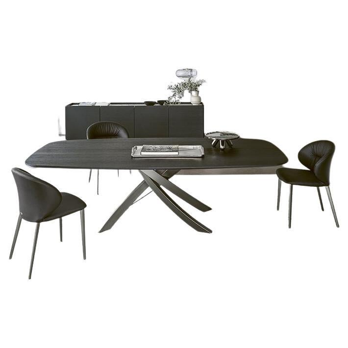 Modern Italian Metal and Veneer Wood Table from Bontempi Casa Collection For Sale