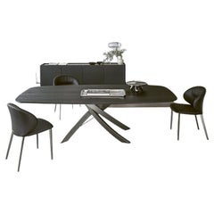 Table italienne moderne en métal et bois de placage de la collection Bontempi Casa