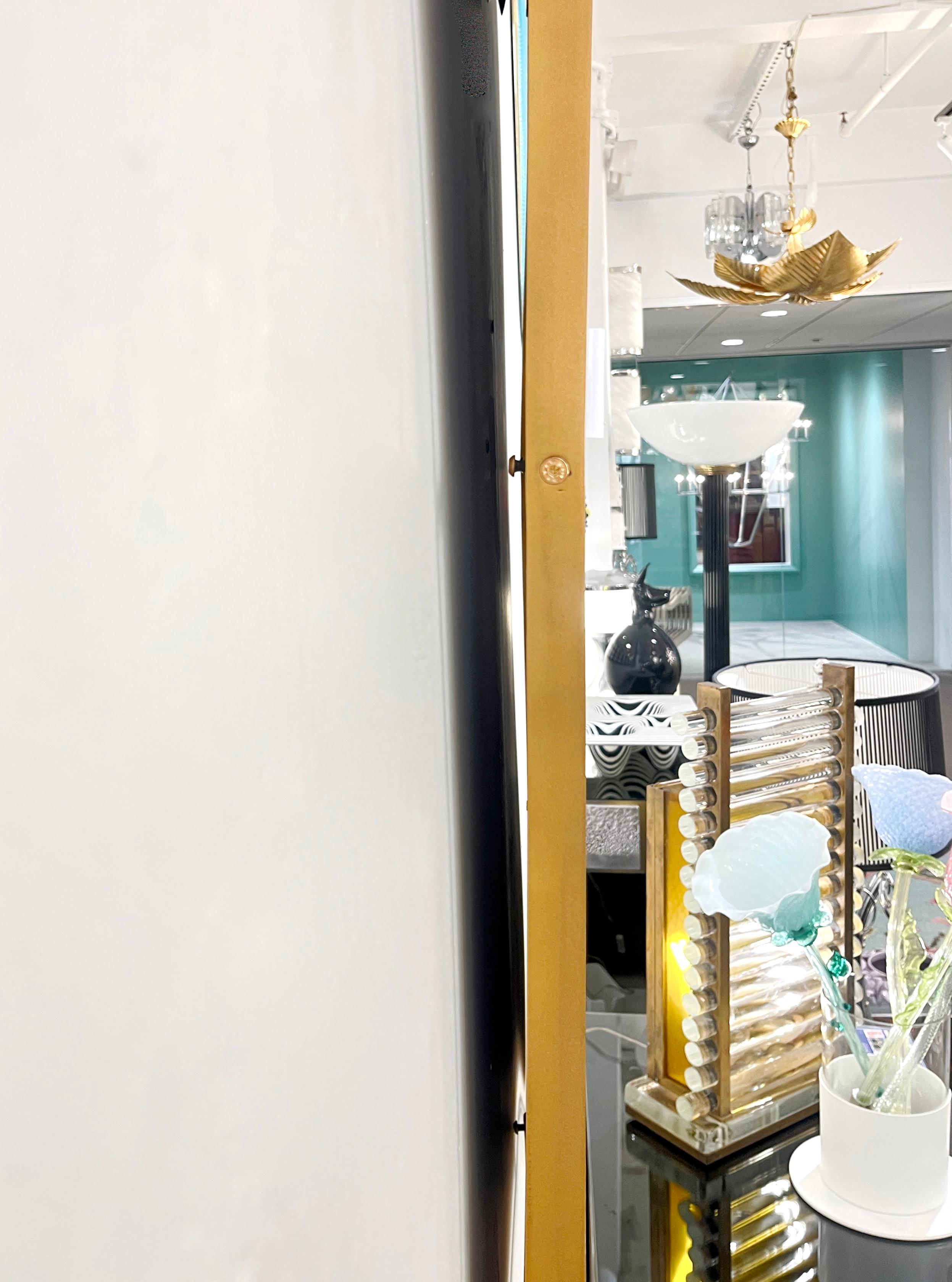 Modern Italian Minimalist Brass Mirror with Organic Asymmetric Curved Frame For Sale 1