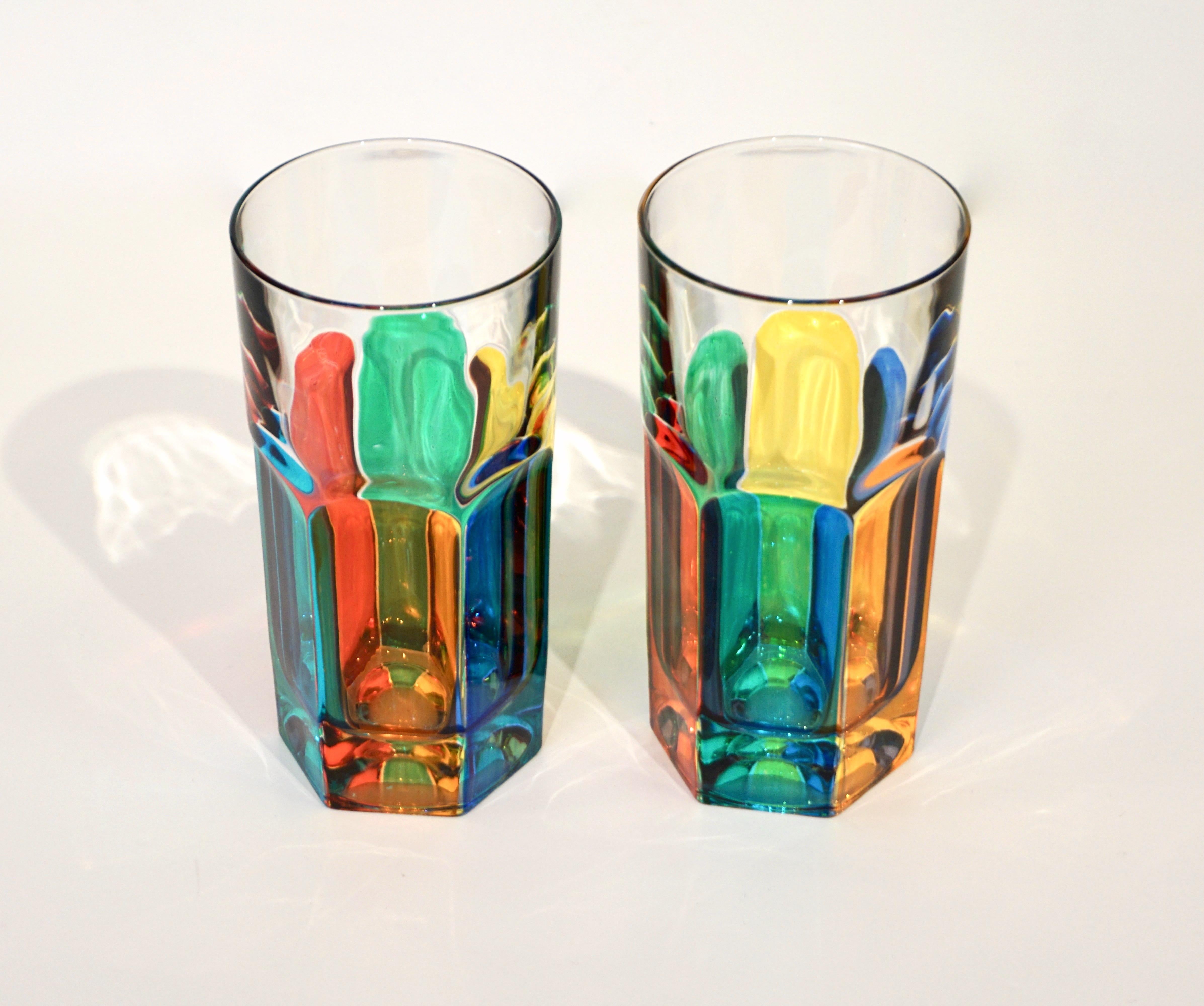 Enrich your table with colors! 21st century Murano glass modern production signed by Colleoni and engraved 