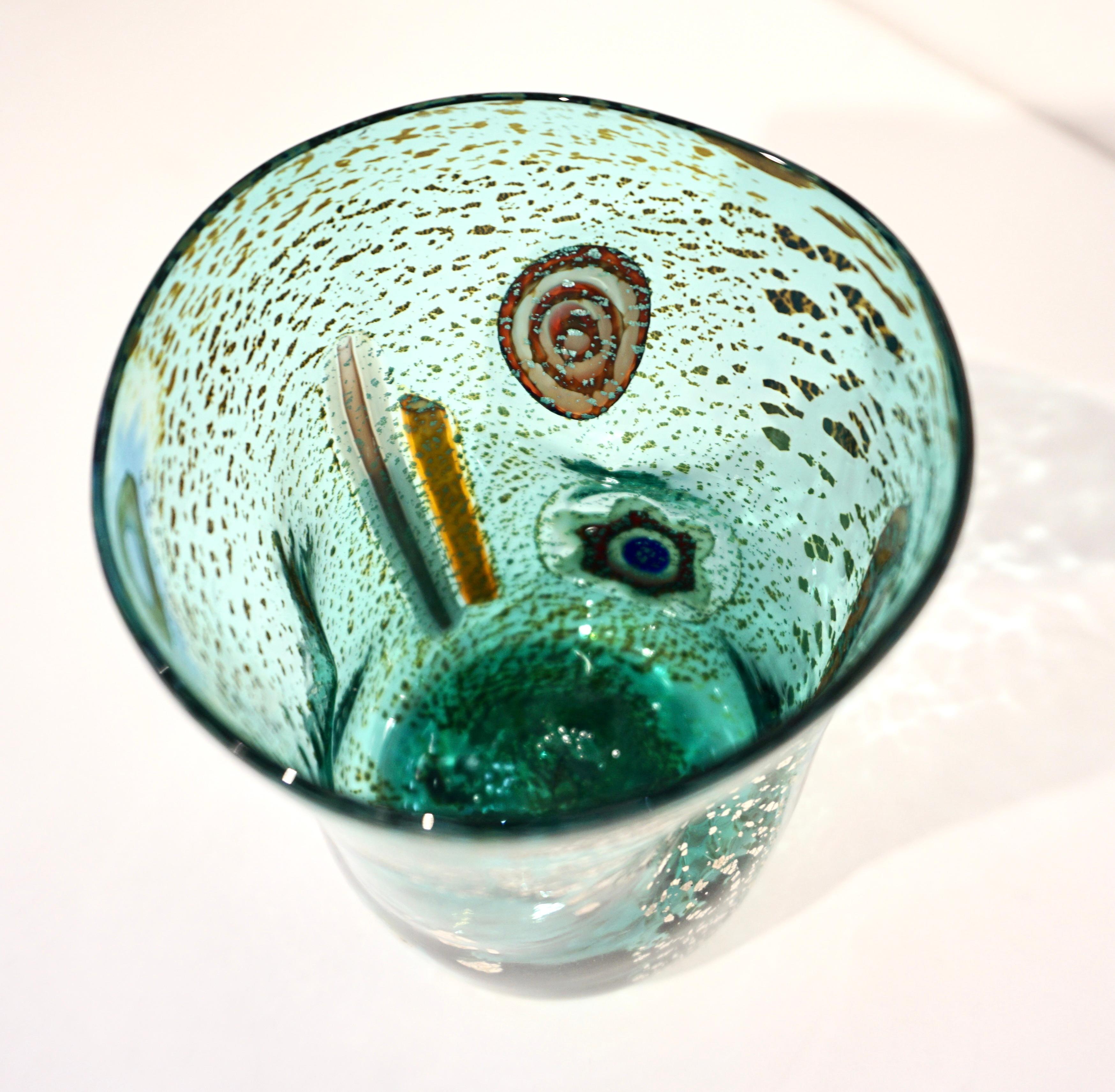 Modern Italian Multicolor Blown Murano Glass Set of 6 Drinking Tumblers Cups 8