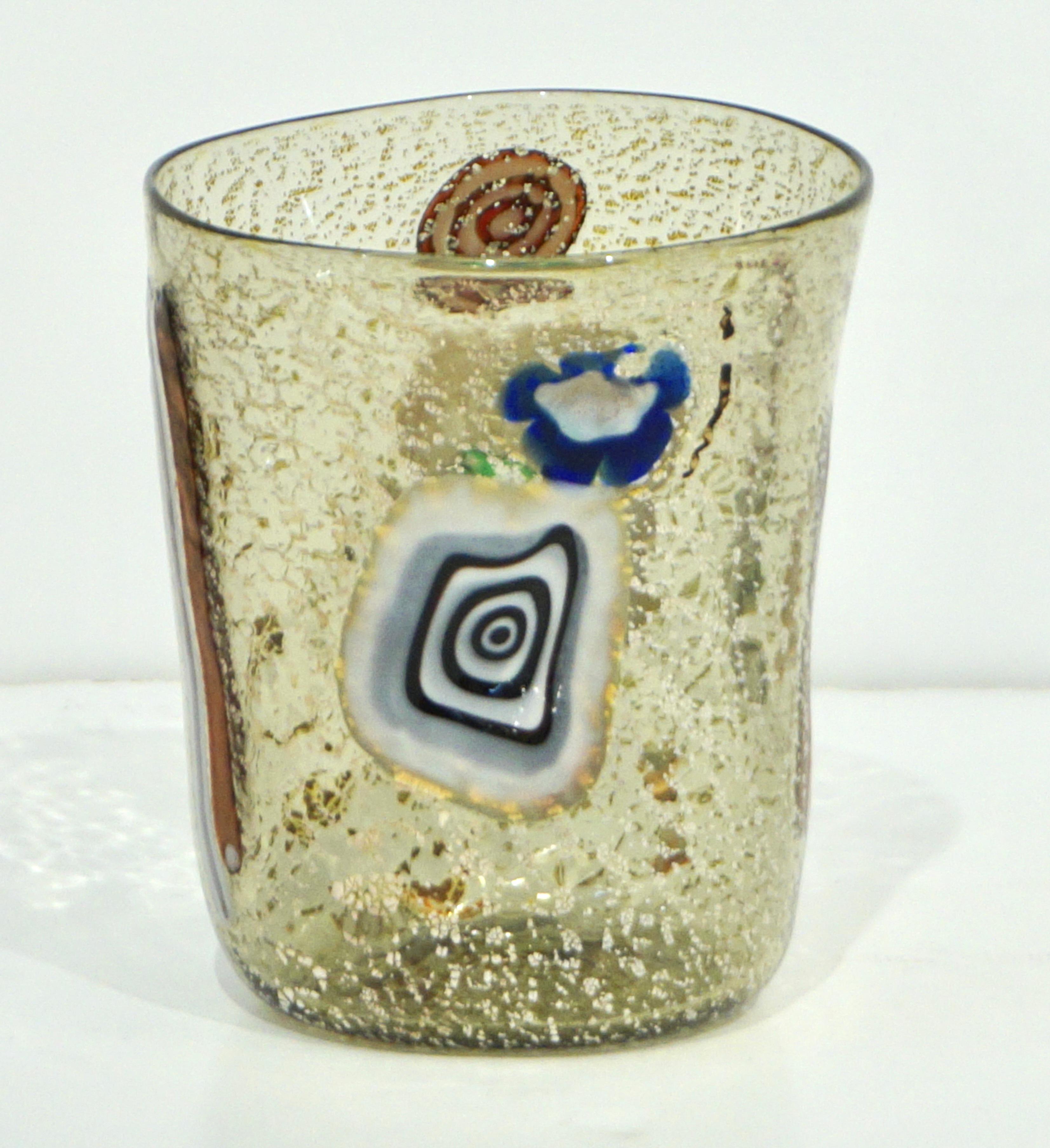 Modern Italian Multicolor Blown Murano Glass Set of 6 Drinking Tumblers Cups 9