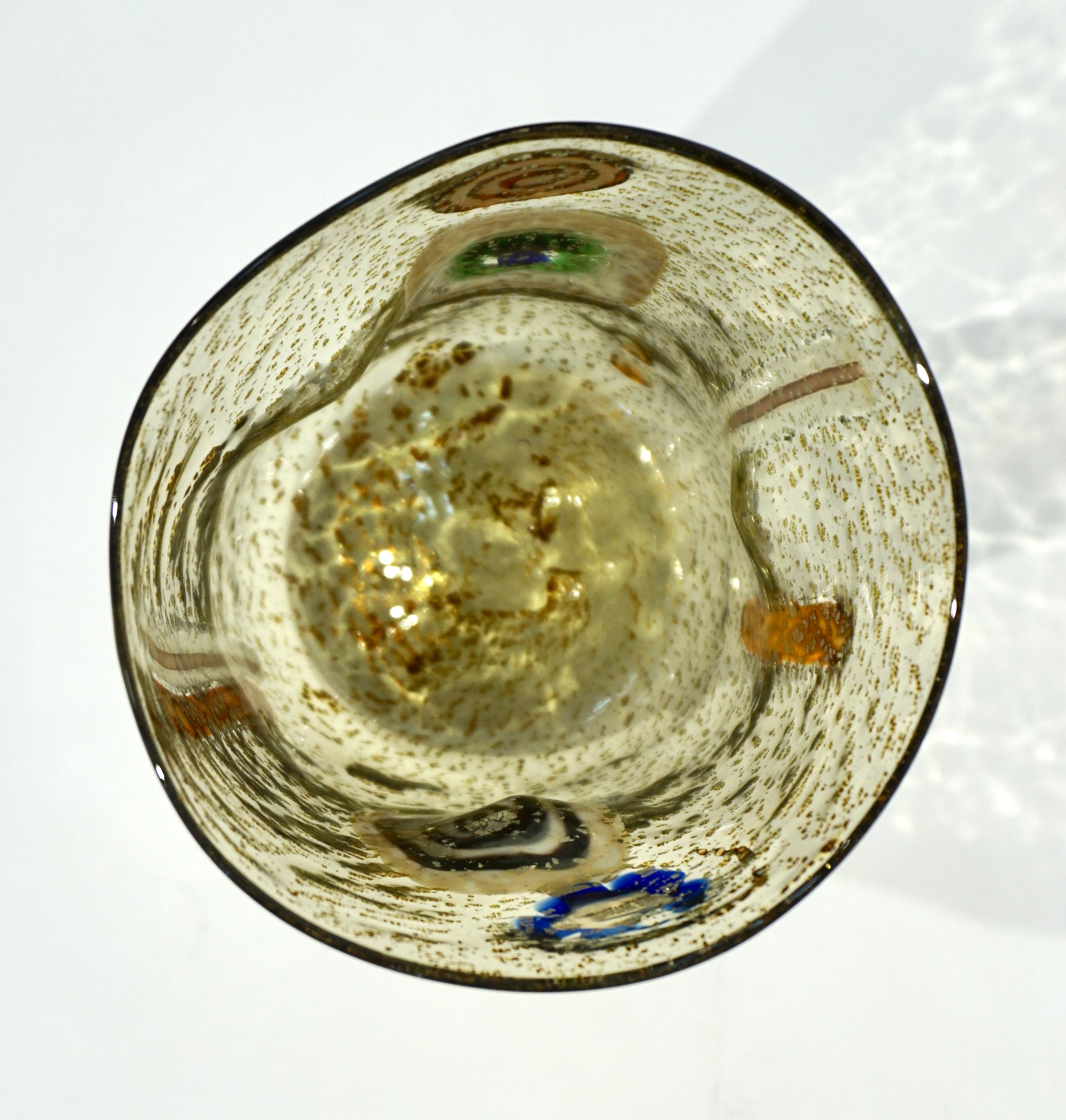 Modern Italian Multicolor Blown Murano Glass Set of 6 Drinking Tumblers Cups 10