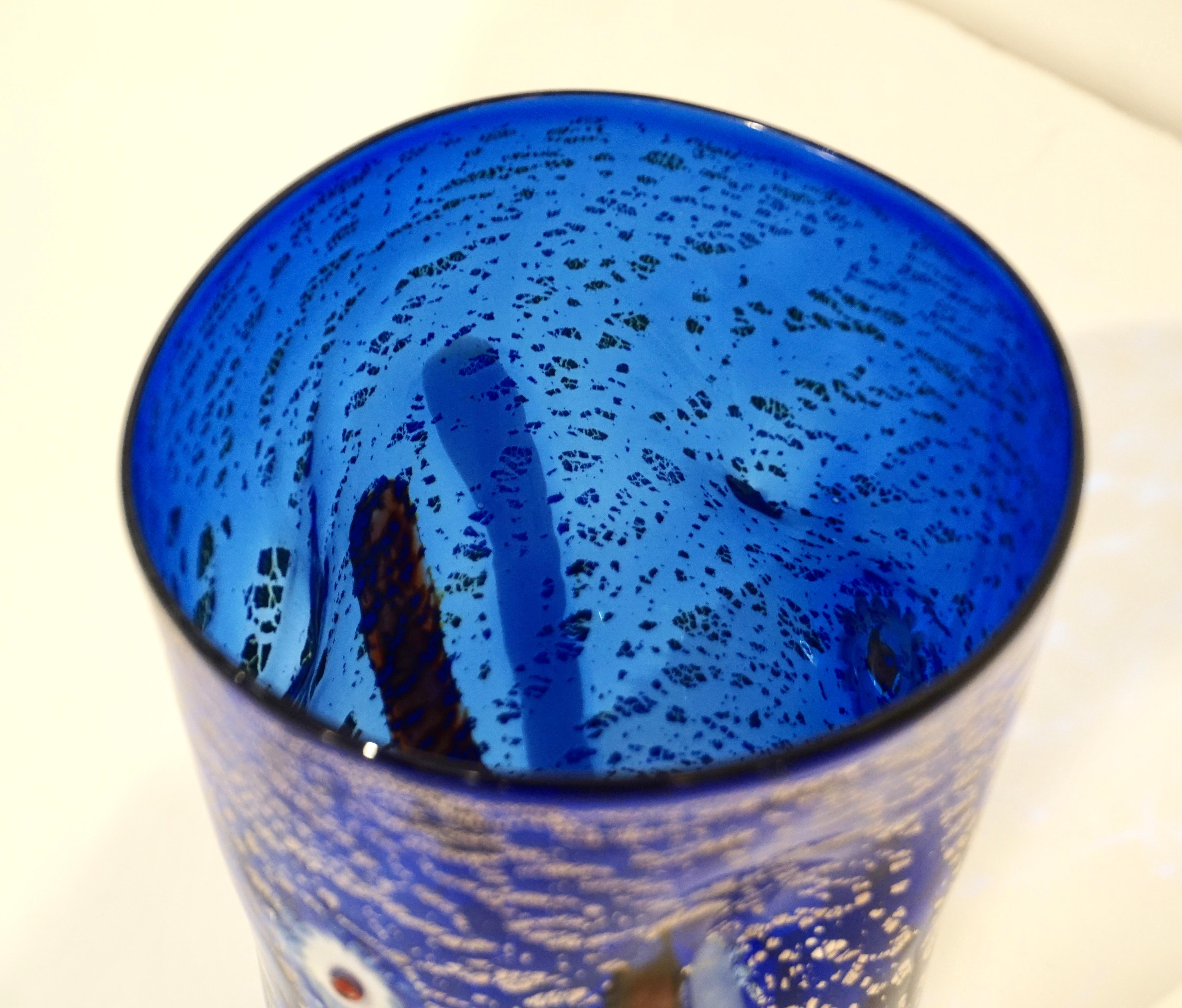 Modern Italian Multicolor Blown Murano Glass Set of 6 Drinking Tumblers Cups 1