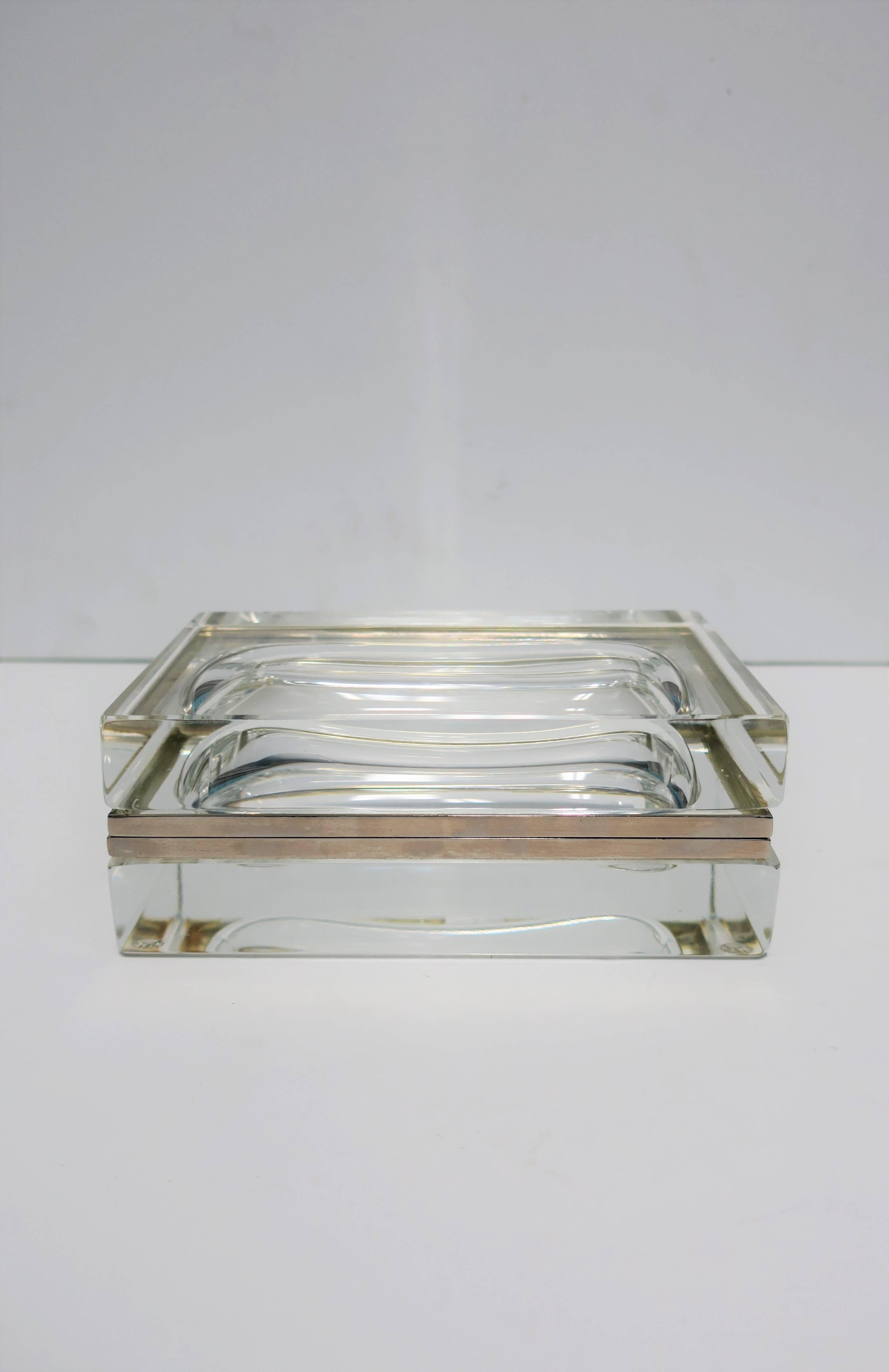 Modern Italian Murano Clear Art Glass Mandruzzato Designer Box