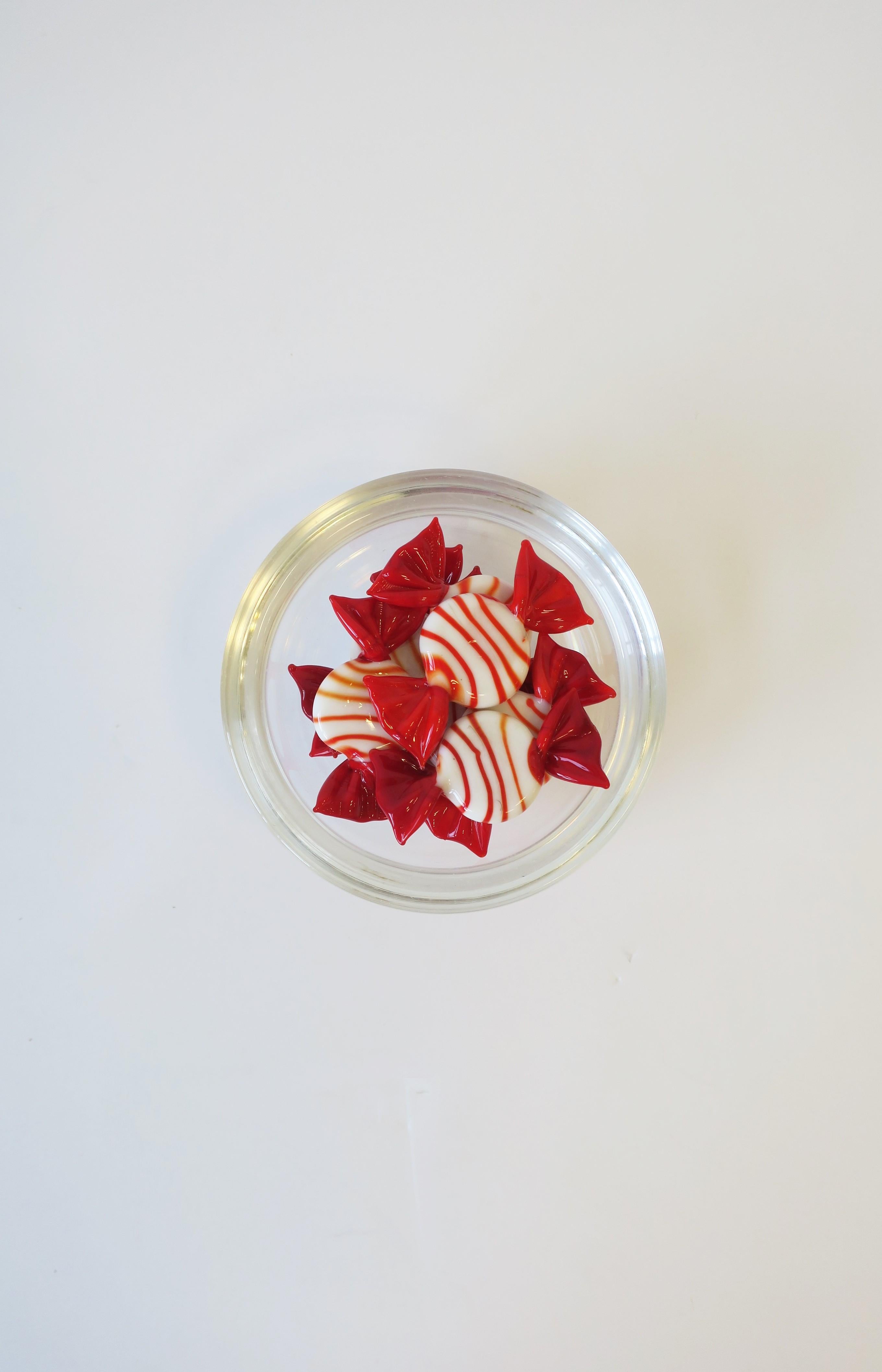 Modern Italian Murano Art Glass Red and White Candy Pieces 10