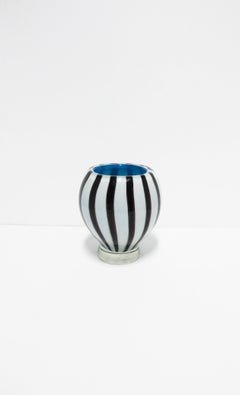Black and White Modern Italian Murano Art Glass Vase