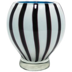 Vintage Black and White Modern Italian Murano Art Glass Vase