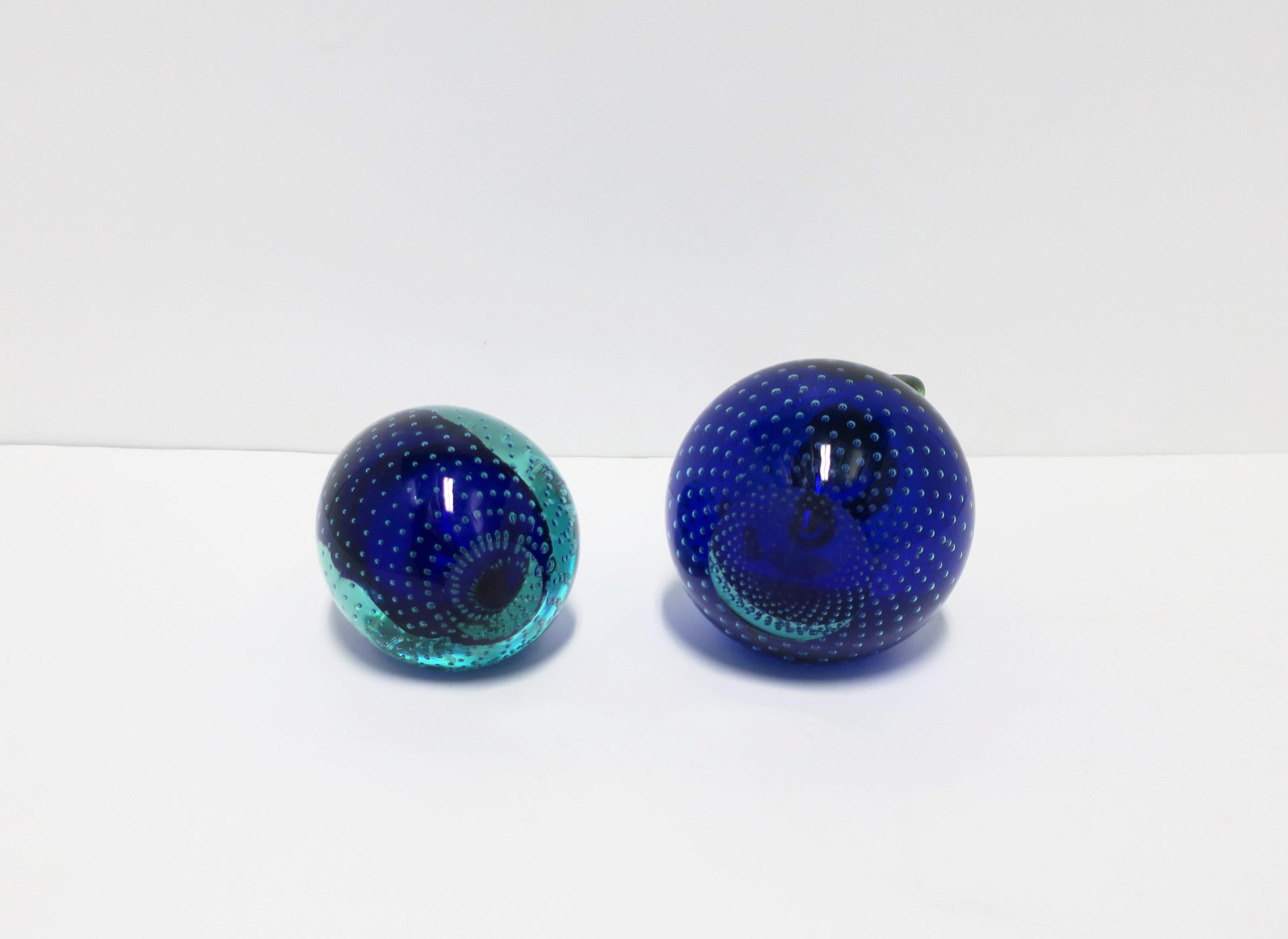 Italian Murano Blue Art Glass Pear Fruit Decorative Objects or Bookends For Sale 11