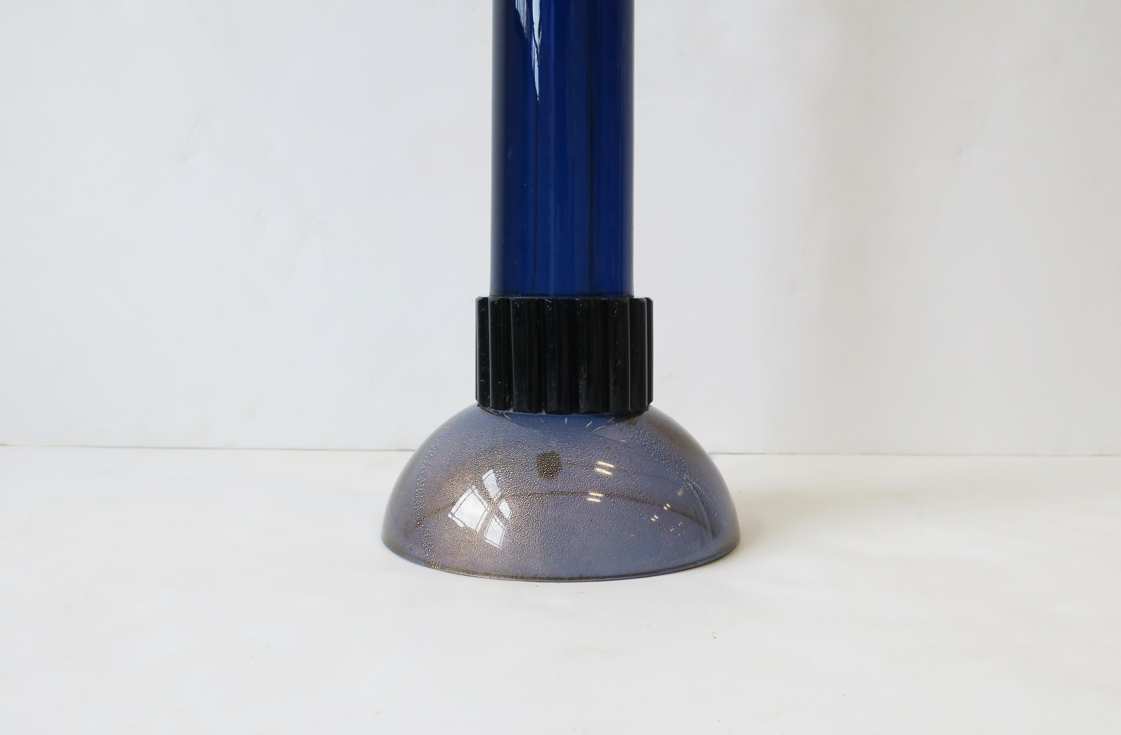 Modern Italian Murano Blue Torchiere Candlestick Holder Table or Floor, Large For Sale 2