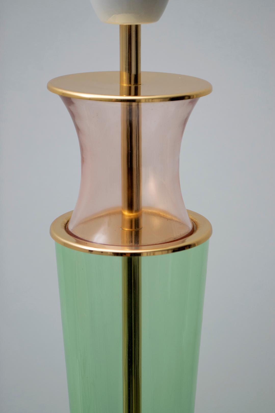 Modern Italian Murano Brass and Blown Glass Table Lamp, 1980s 5
