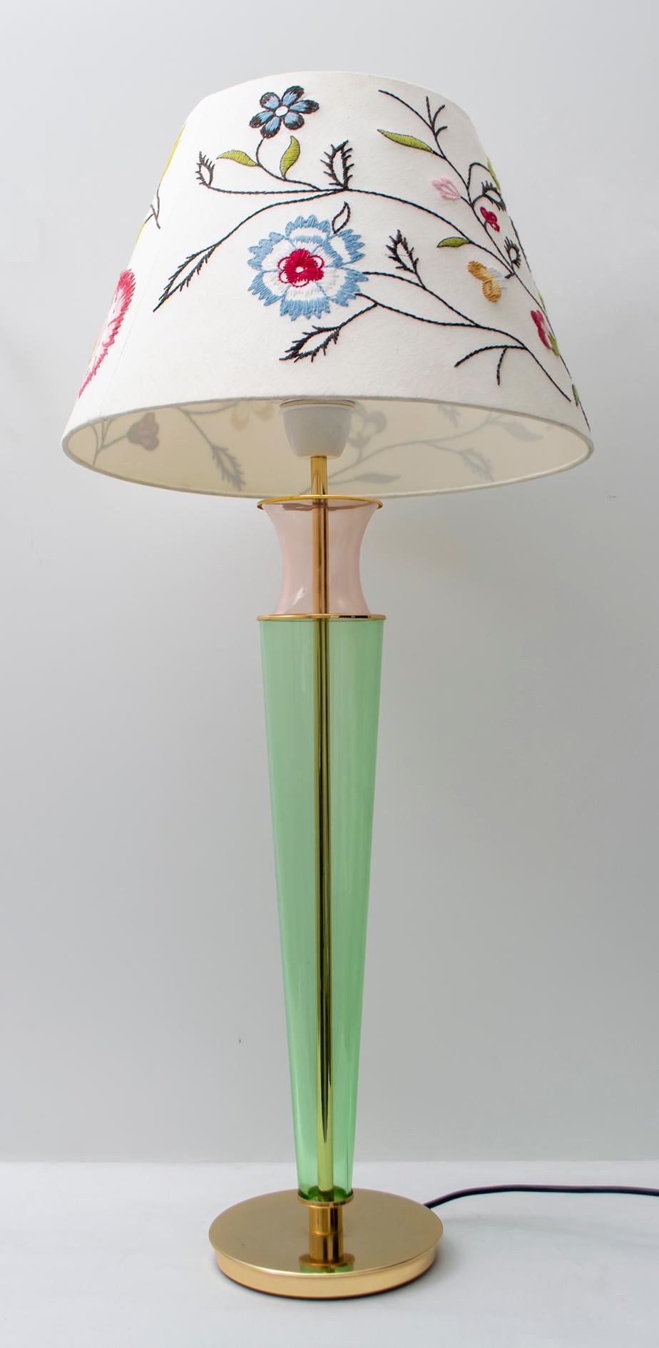 Modern Italian Murano Brass and Blown Glass Table Lamp, 1980s 1