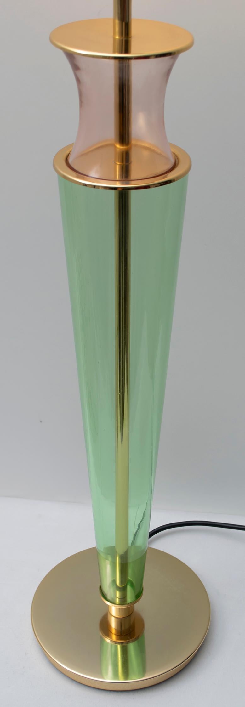Modern Italian Murano Brass and Blown Glass Table Lamp, 1980s 3