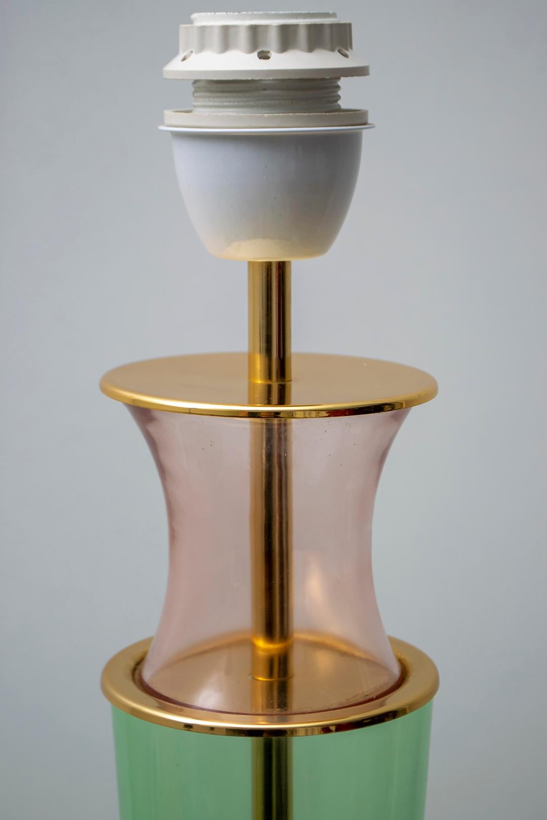 Modern Italian Murano Brass and Blown Glass Table Lamp, 1980s 4