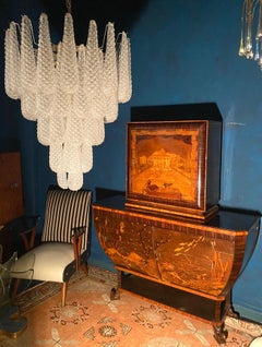 Araña moderna italiana de Murano, 52 pétalos de cristal en gota, años 70