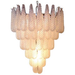 Lampadario moderno italiano di Murano, 52 petali di vetro a goccia, anni '70
