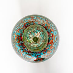 Modern Italian Murano Glass Vase Turquois, Orange Colored by Alex Signoretti
