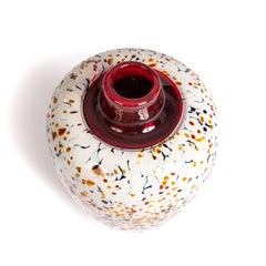 Jarrón moderno italiano Murrine de cristal de Murano en beige-rojo-camel-negro de P. Crepax