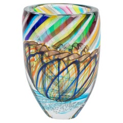 Modern Italian Murrine Murano Glass Vase in Multi-Coloured Design 1990s
