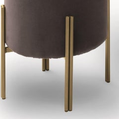 Modern Italian Ottoman with Metal Frame and Velvet Seat-Bontempi Casa Collection